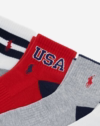USA 6Pk Quarter Socks (L) USA 6Pk Quarter Socks (L)