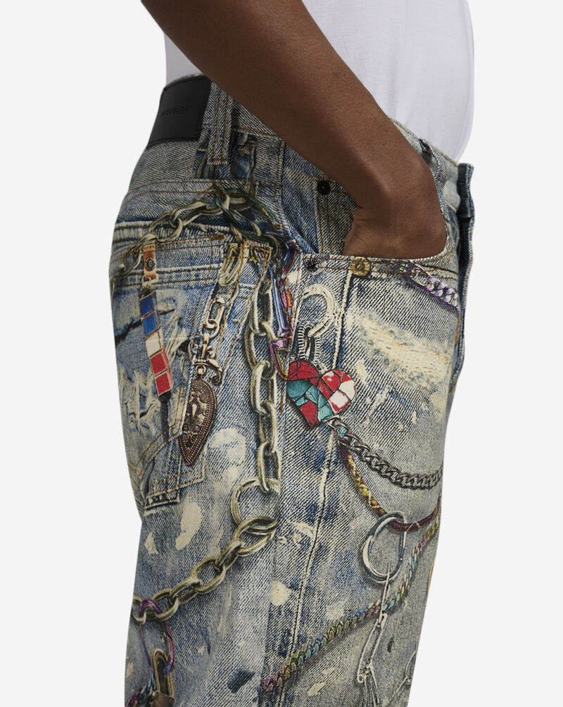 Decibel 5-Pocket Printed  Denim Jeans DECWB478-IND Grey 3