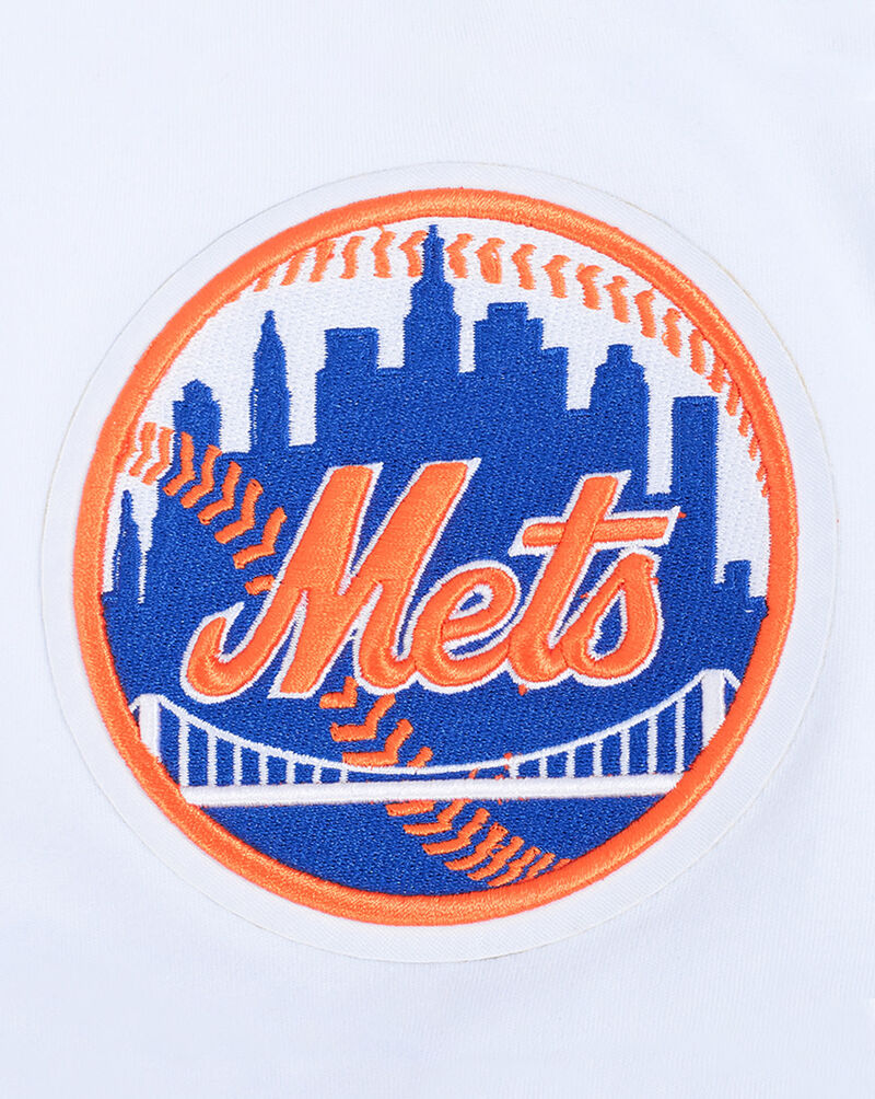 PRO STANDARD New York Mets Classic Chenille Double Knit Short Sleeve Pull Over Hoodie LNM135080-WTB White 2