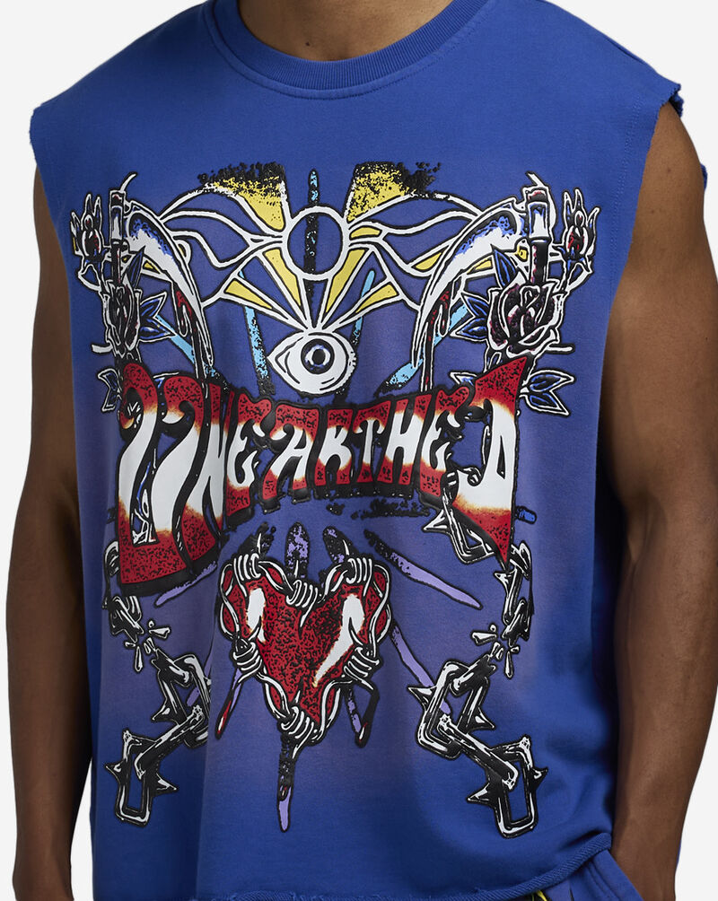 Smoke Rise Printed Terry Muscle Tank KT25264SN-BLU Blue 3