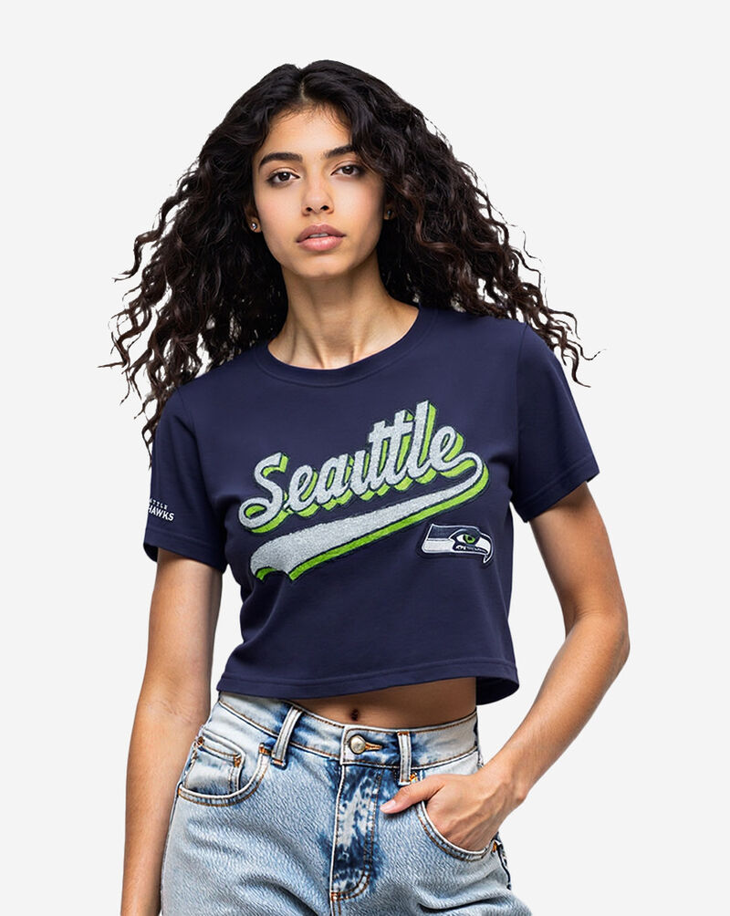 PRO STANDARD Seattle Seahawks Script Tail Boxy Tee FSSA410211-MDN Blue 1