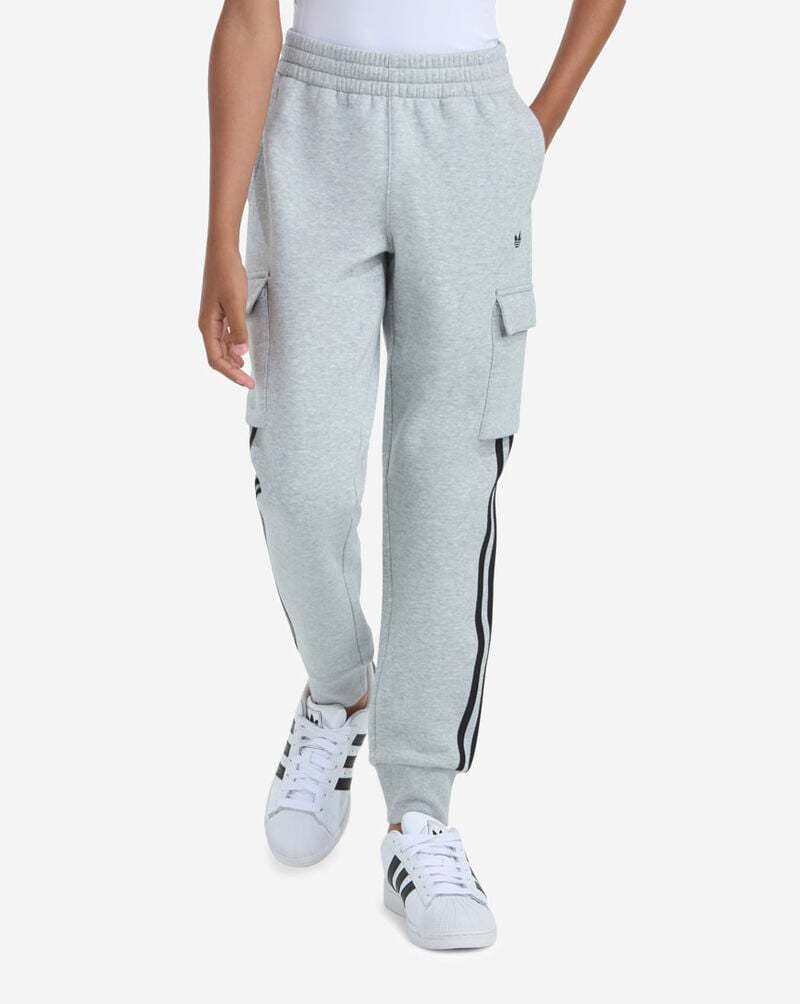 adidas Kids' 3-Stripes Cargo Fleece Joggers OK01210-MEDHTHRGRY Grey 1