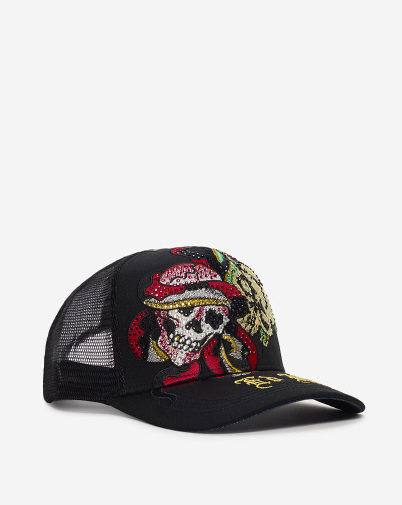 Ed Hardy Skulls Trucker Hat EHH0001-64RS Black 1