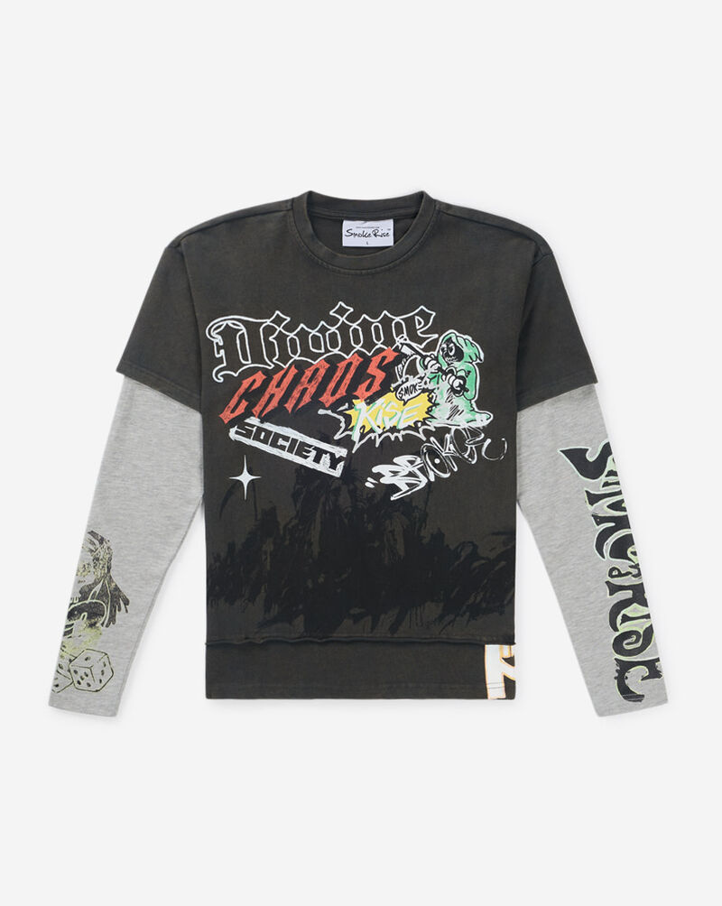 Smoke Rise Kids' Graffiti 2Fer Long Sleeve Tee BKT26S448SNZ-GRAPHITE Grey 1
