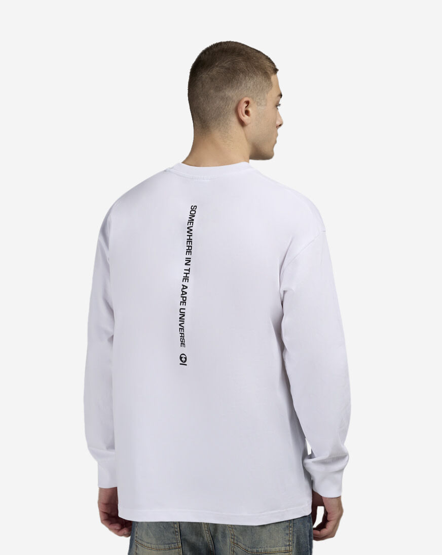 Shop AAPE Cotton Jersey Long Sleeve Tee AAPLTM1716XXP-WHX white