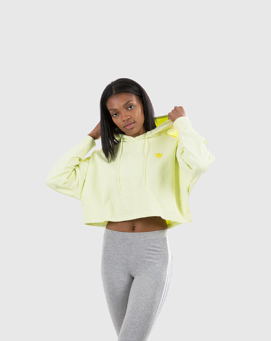 adidas yellow cropped hoodie