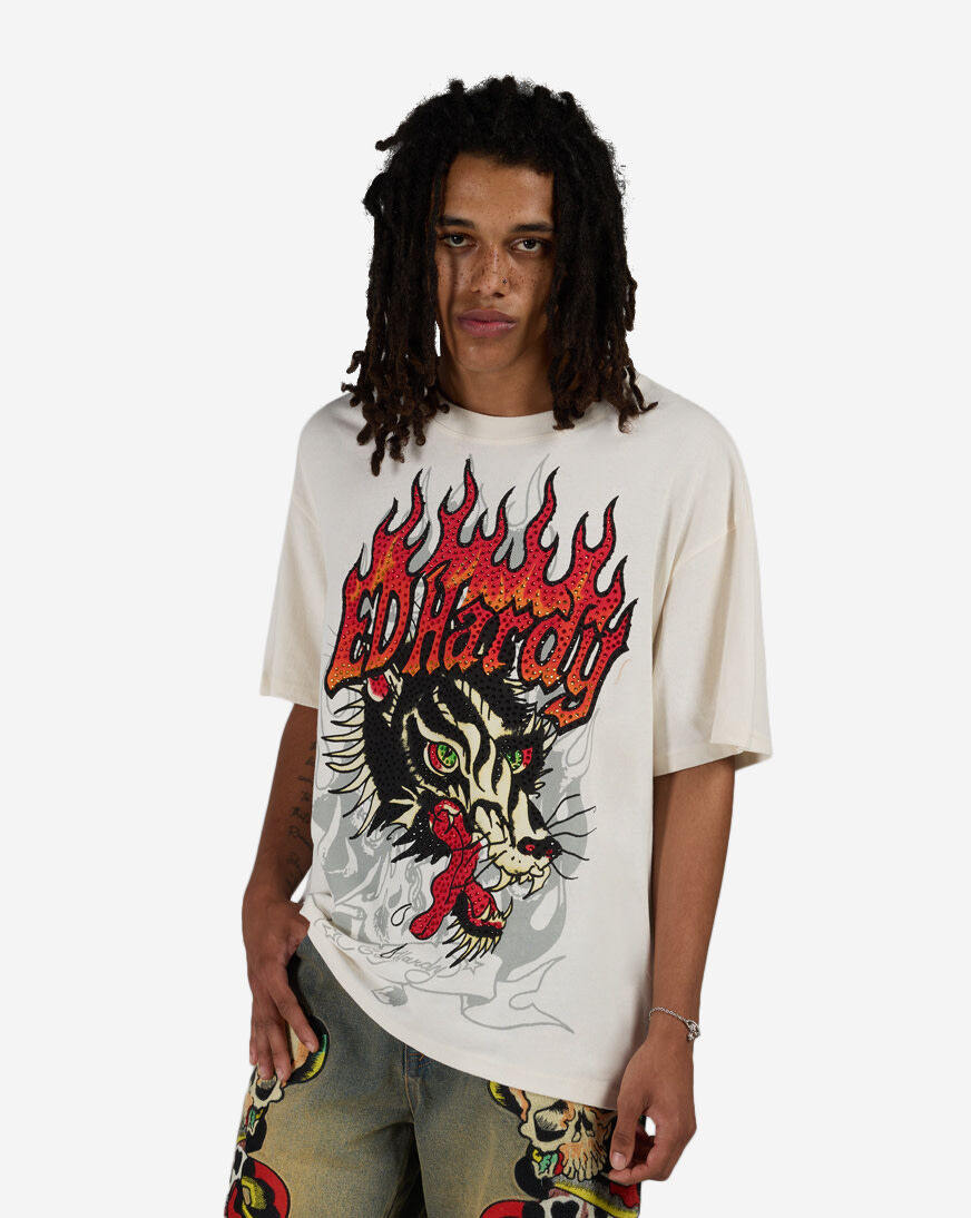Shop Ed Hardy Wolf Head Tee EHM1101111RS-IVY cream | SNIPES USA