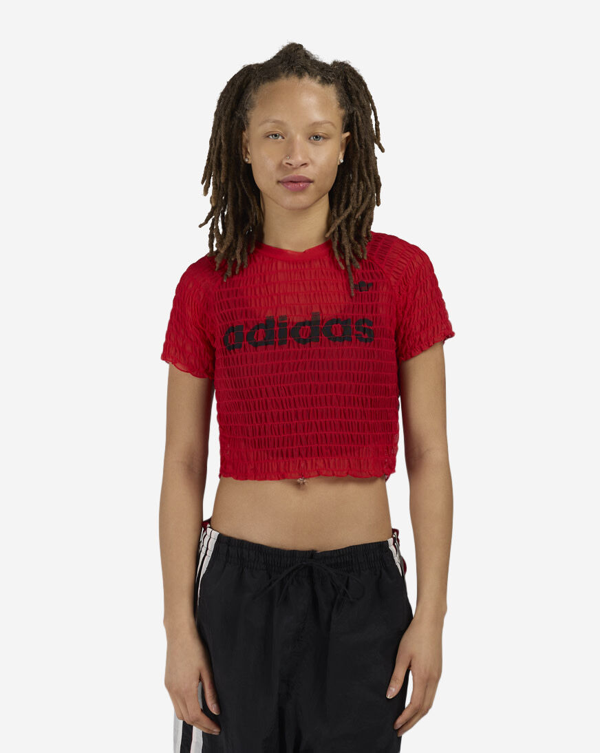 Shop adidas Smocked Cali Tee KE3432 red | SNIPES USA