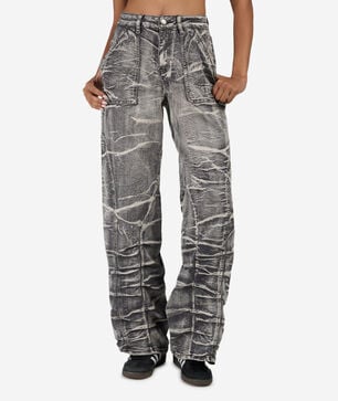 Whisker Wash Stacked Denim Jeans