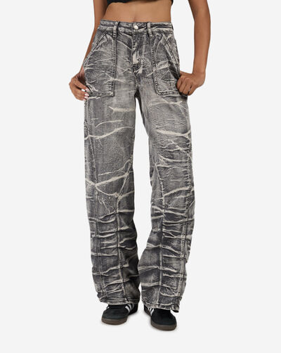 Whisker Wash Stacked Denim Jeans