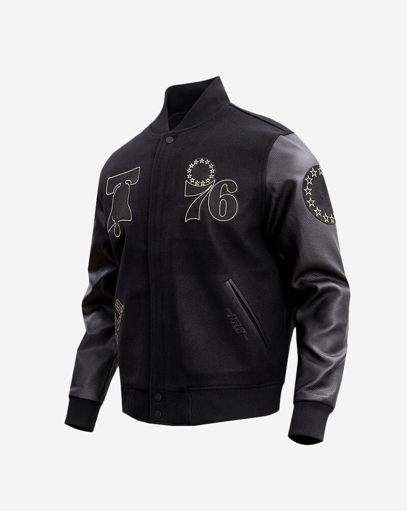 PRO STANDARD Black and Gold Philadelphia 76ers Varsity Jacket BP76513719-JBK Black 2