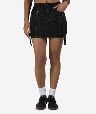 Cargo Rhinestone Mini Skirt