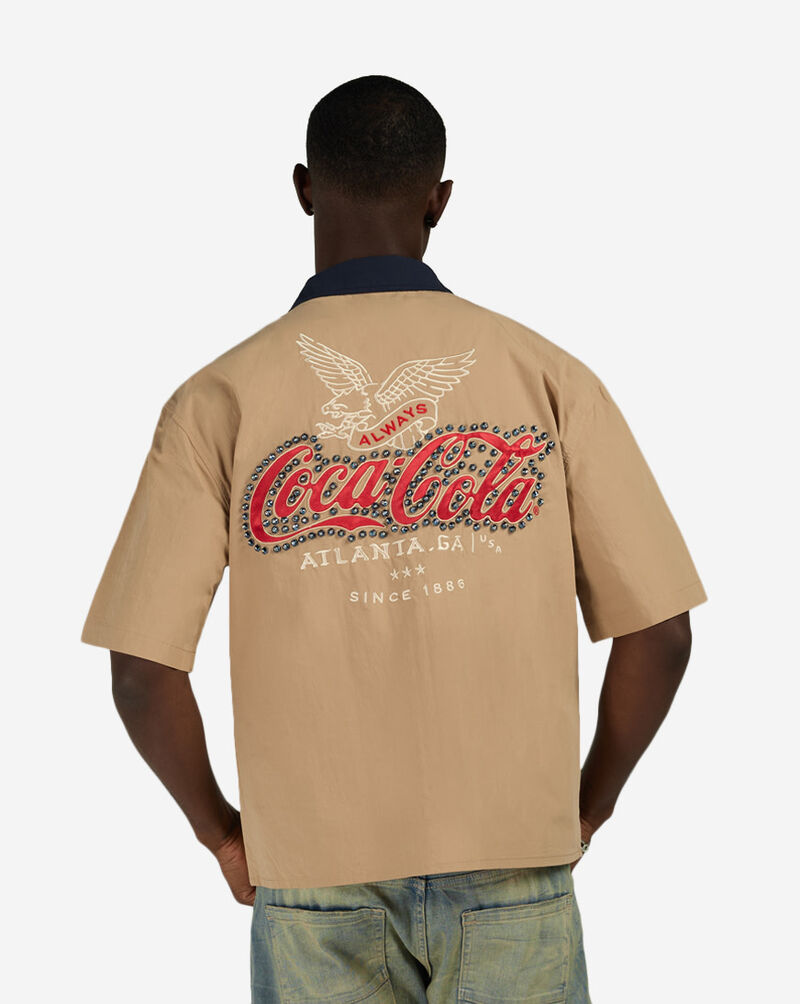 Preme Coca Cola Woven Shirt PRWT139-KHA Beige 2