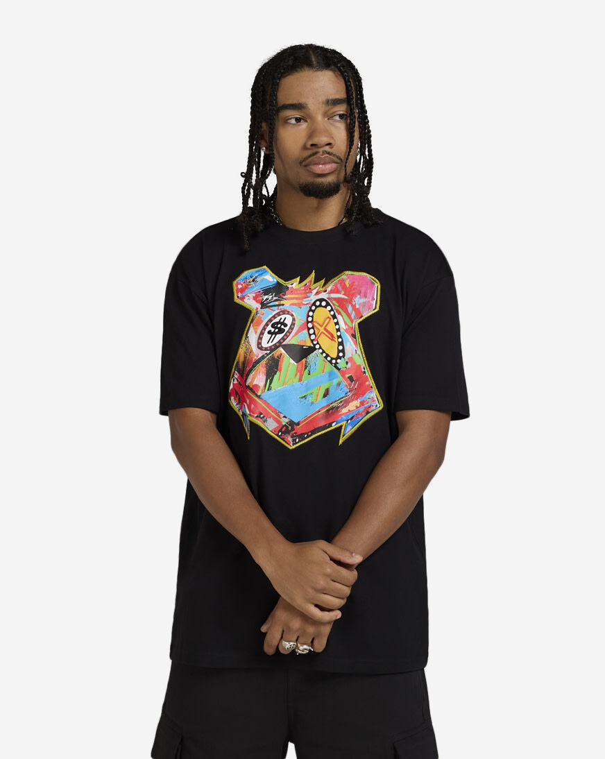 Shop King Saladeen Abstract Money Bear Tee KS003-BLK black