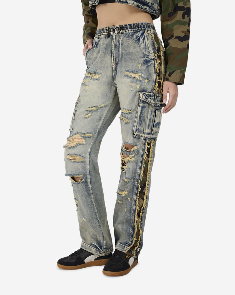 Smoke Rise High-Rise Denim Camo Pants AP24102SN-FLO Camo 1