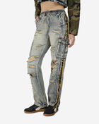 High-Rise Denim Camo Pants