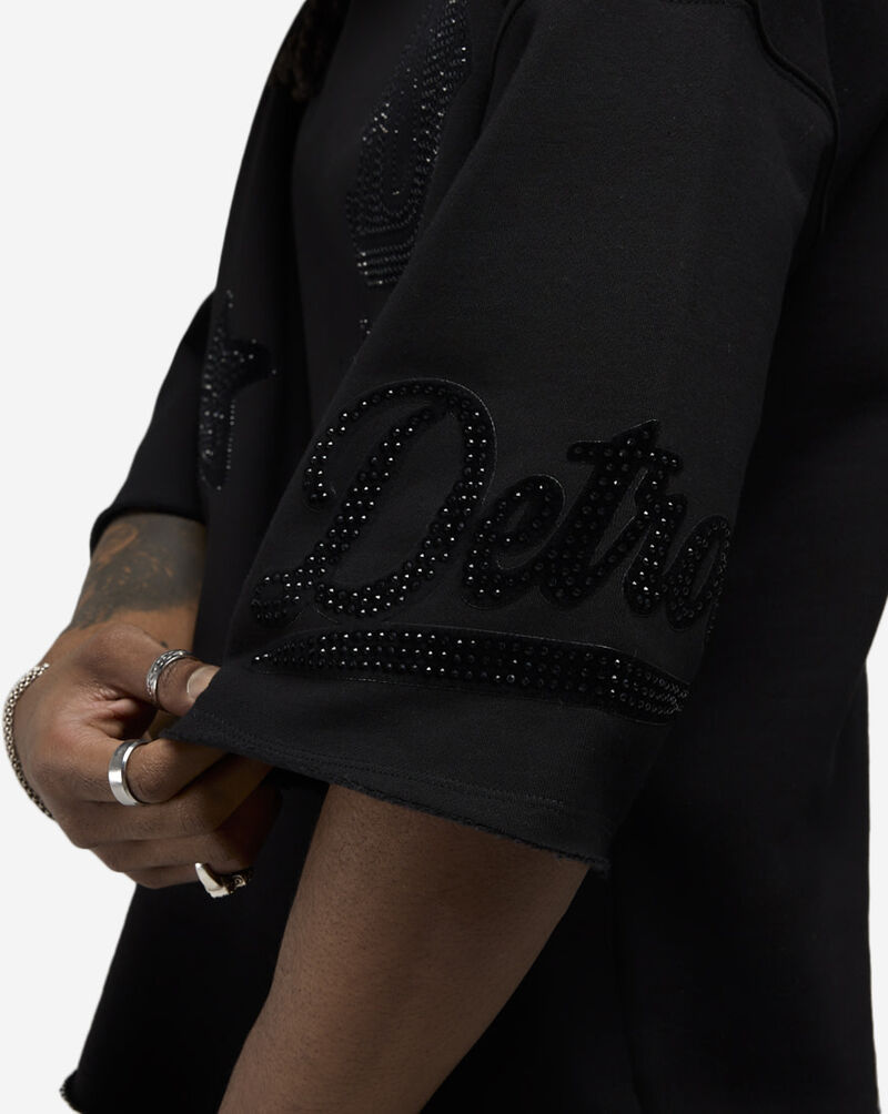 Bag Mafia Detroit Rhinestone Crop Sweatshirt WC5971114-BLK Black 3