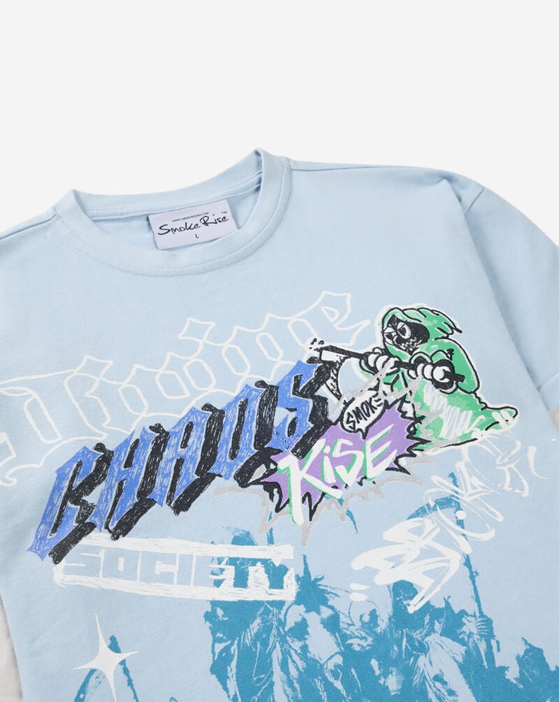 Smoke Rise Kids' Graffiti Long Sleeve Tee BKT26S448SNZ-SKYWAY Blue 2