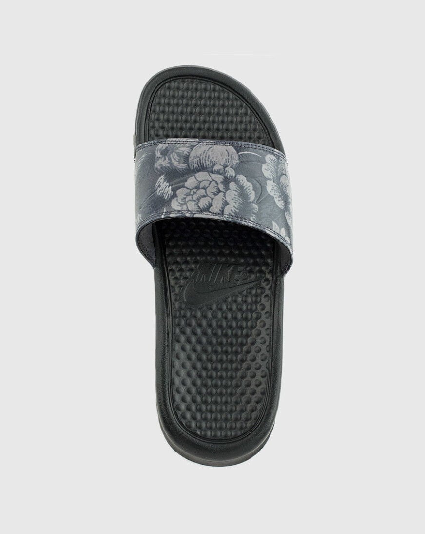 black floral nike slides