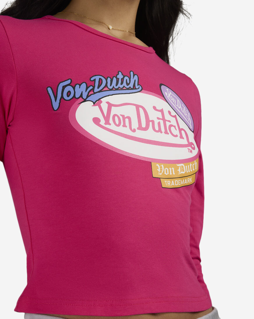 Shop Von Dutch Patch Long Sleeve Tee VND9E0297SN pink | SNIPES USA