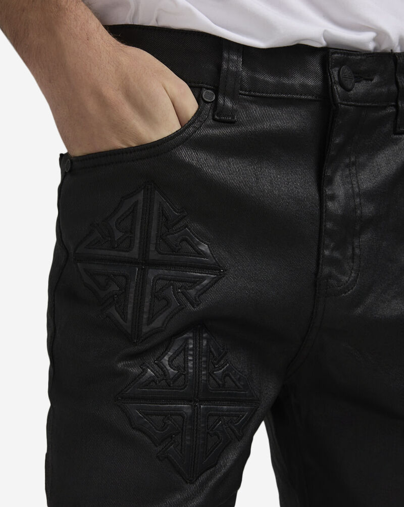 Shop GUAPI Obsidian Icon Stacked Denim Pants OBSIDIAN-BLK-DENIM  