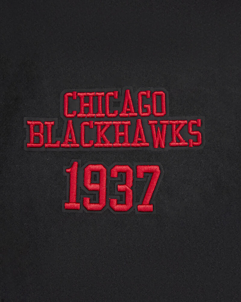 PRO STANDARD Chicago Blackhawks Retro Classic Rib Wool Varsity Jacket HCB667542-BRK Black 4