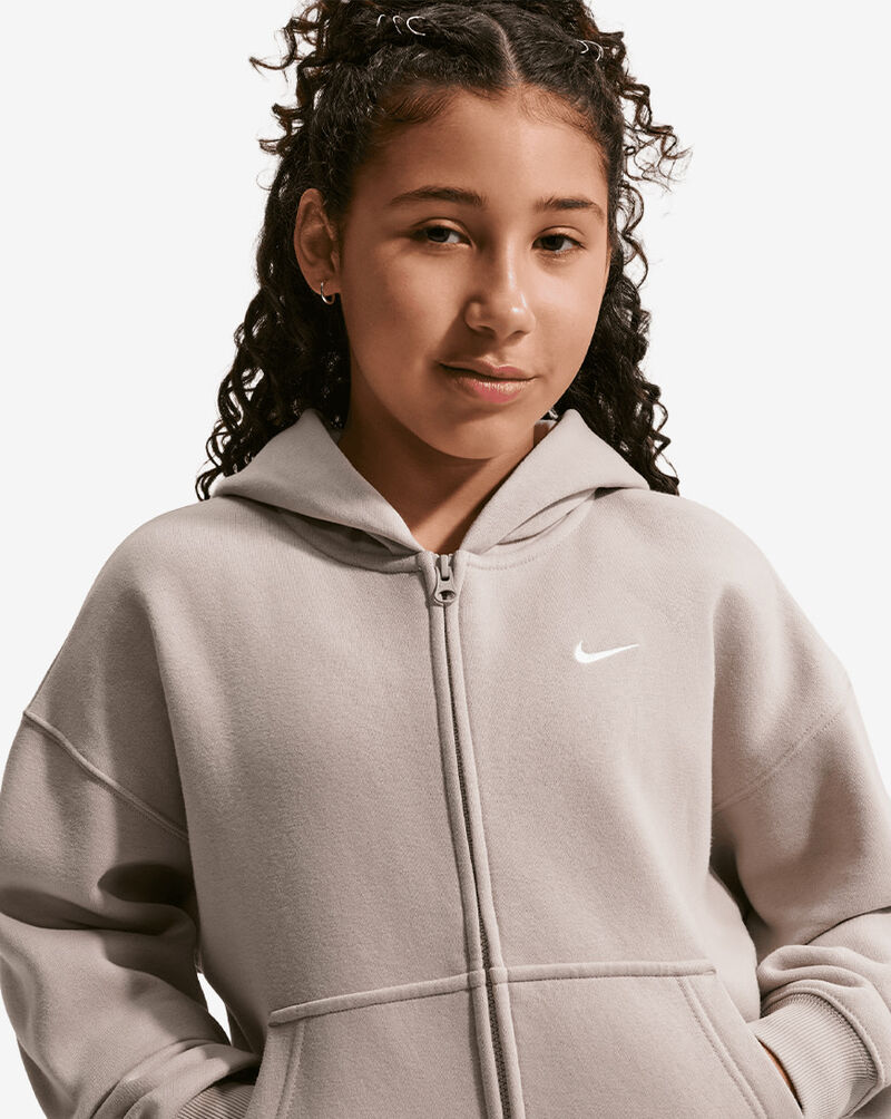 Nike Big Kids' NSW Studio Fleece Oversized Full-Zip Hoodie IM4904-211 Beige 3