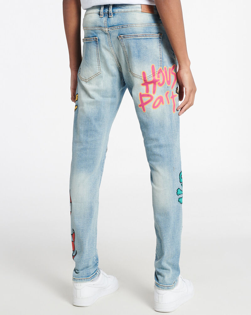 Crysp Denim Skull Patch Jeans DEC010-IND Blue 2