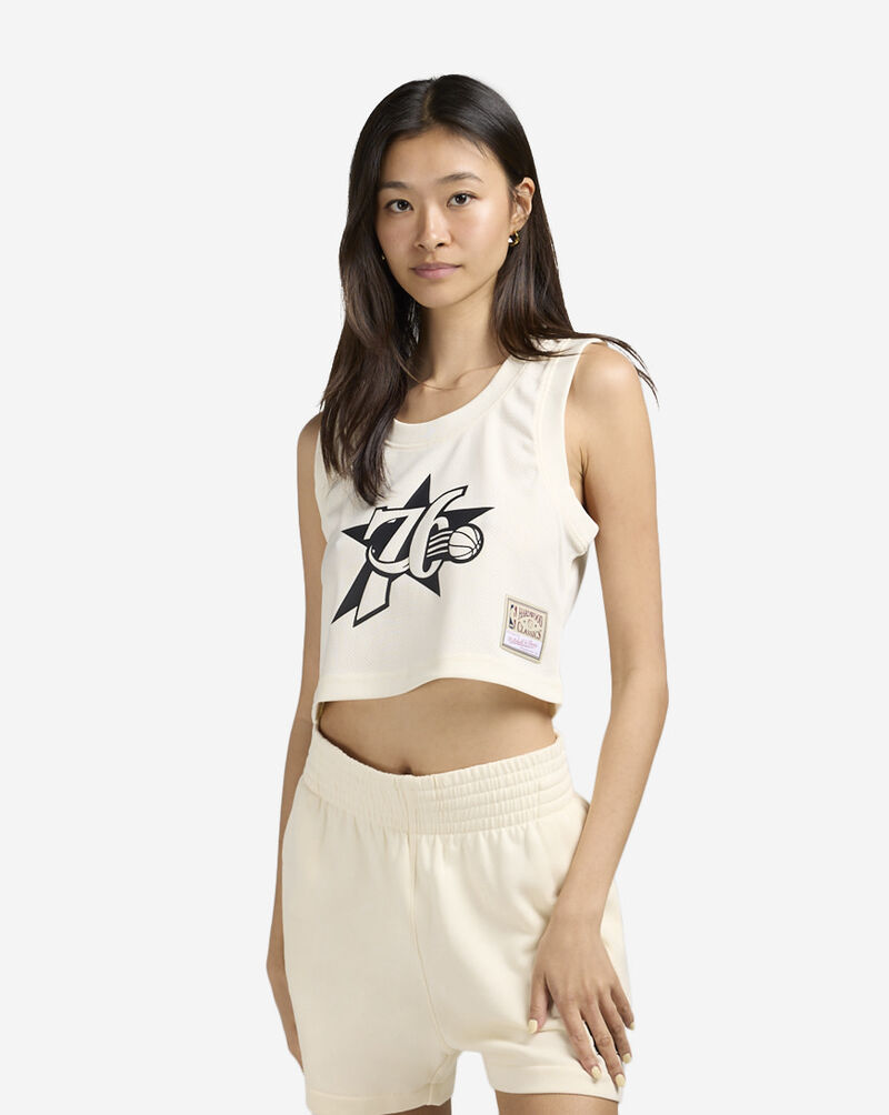 Mitchell  Ness Philadelphia 76ers Crop Tank TP8487-P76CREA White 1