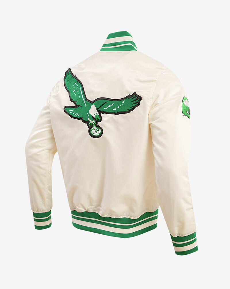 PRO STANDARD Philadelphia Eagles Retro Classic Rib Satin Jacket FPE643527-EKG cream 4
