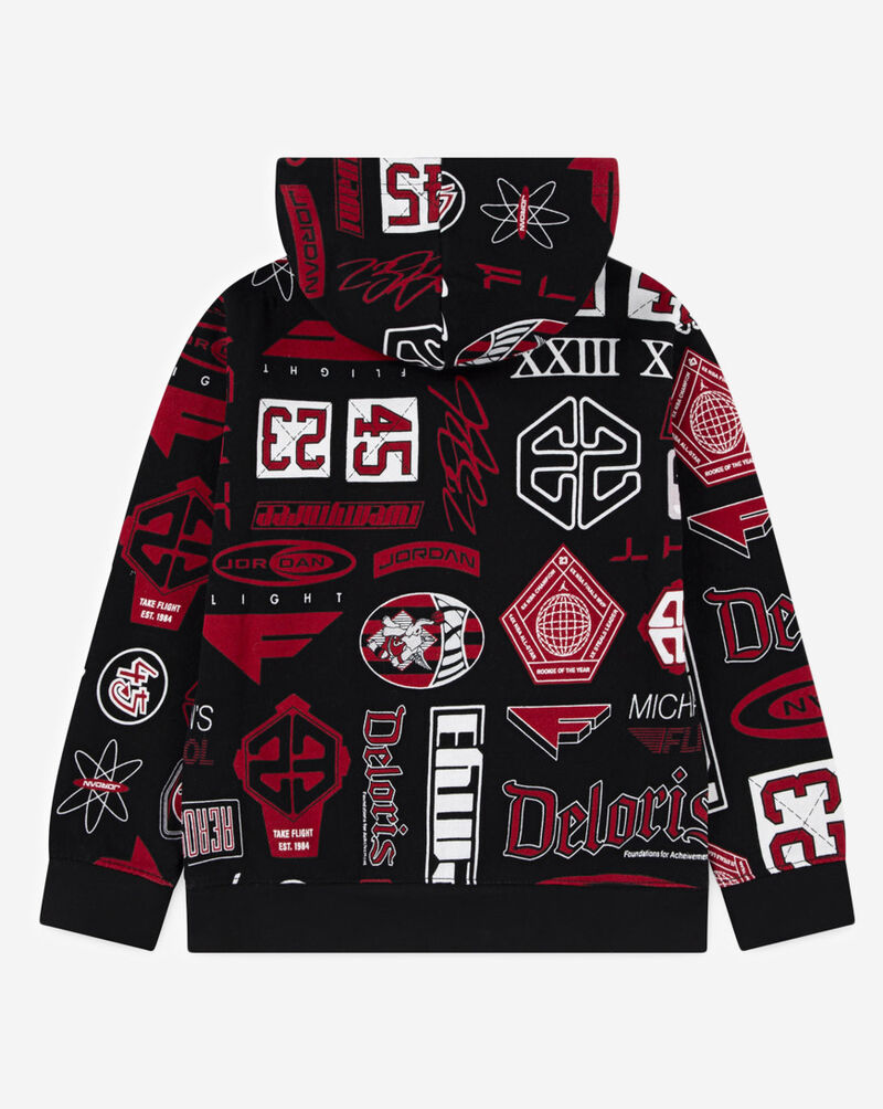 Jordan Little Kids' AOP Fleece Pullover Hoodie 85D601-023 Black 3