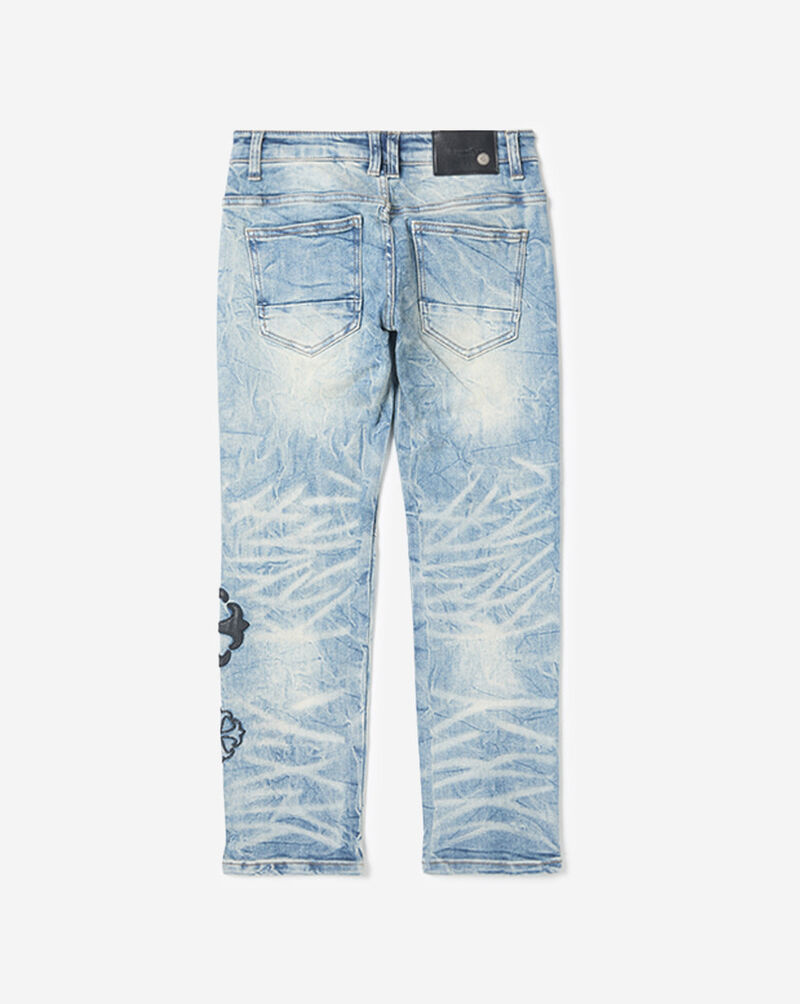 Smoke Rise Kids' Cross Patches Slim Fit Denim BJP26F547SN Blue 3