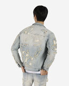 Cut Sewn Rip Off Leather Applique Denim Jacket