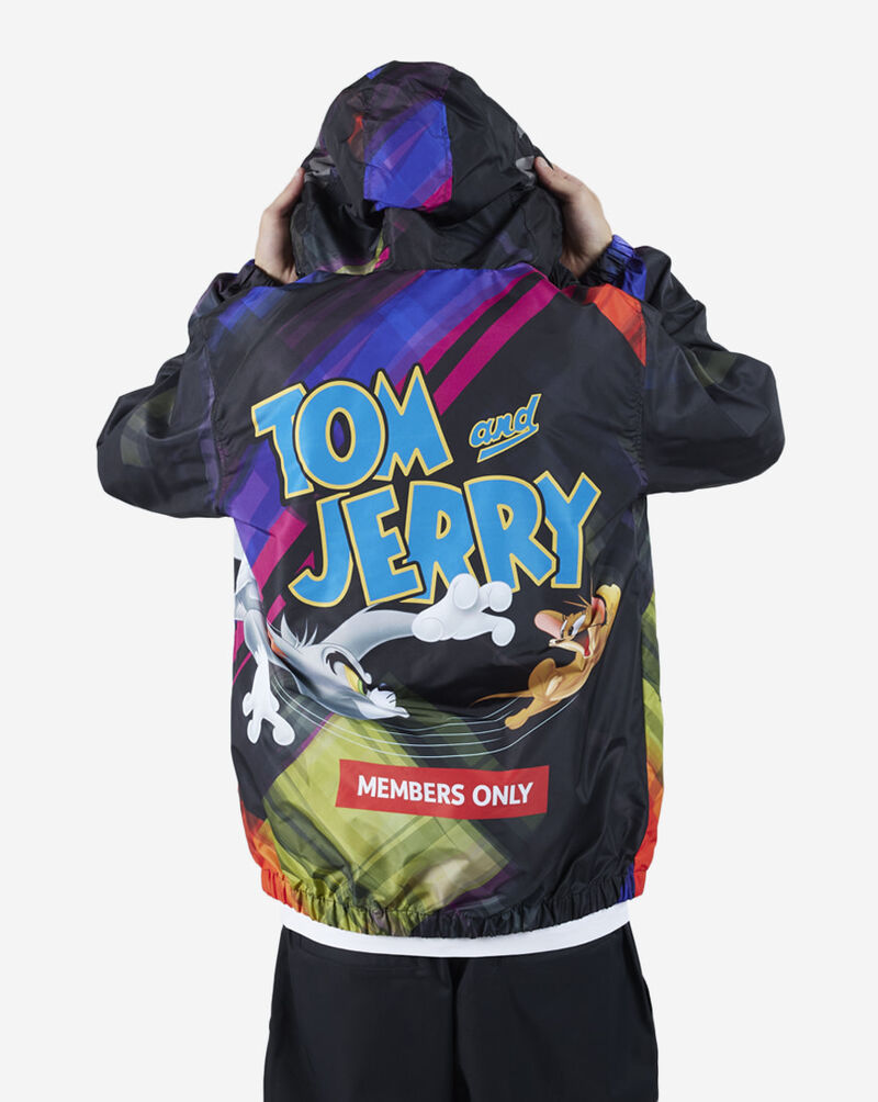 Members Only Men's Tom and Jerry Full Zip Jacket in Black | Size M | MW090421-BLK