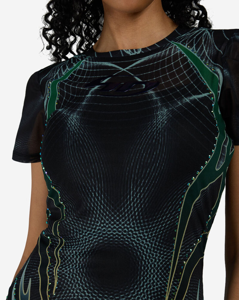 Smoke Rise Printed Mesh Bodycon Dress RKD26S423SN-BLACK Black 3