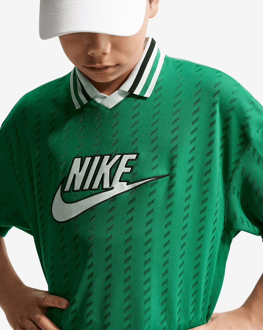 Shop Nike Big Kids' NSW Short-Sleeve Jersey IQ0435-365 green