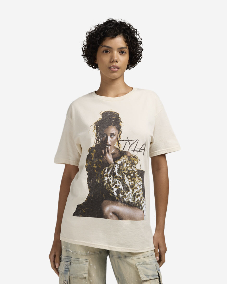 Shop Graphic Tees Tyla Cheetah Coat Tee TLA0015J1062 cream