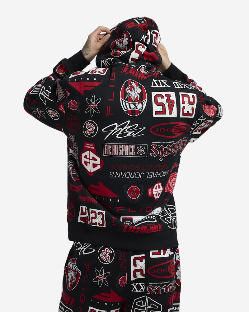 Jordan Brooklyn Essentials AOP Logo Hoodie HM7254-010 Black 2