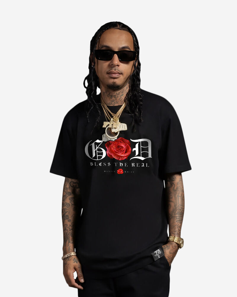 Hasta Muerte Bless The Real QS Tee HM-OEROSEGODBLESSTHEREAL-TEE-BLACK Black 1