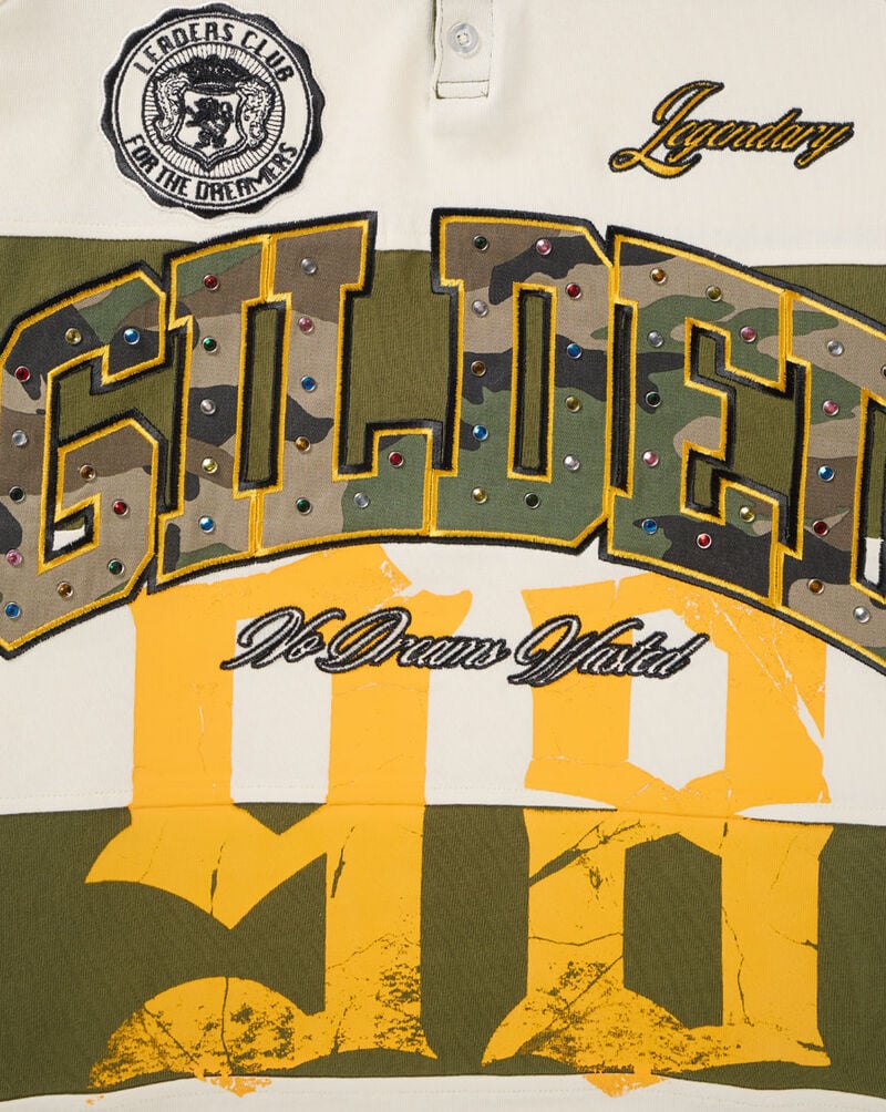 Smoke Rise Kids' Striped Rugby Polo Tee BKT26S469SN-LODENGREEN Green 2