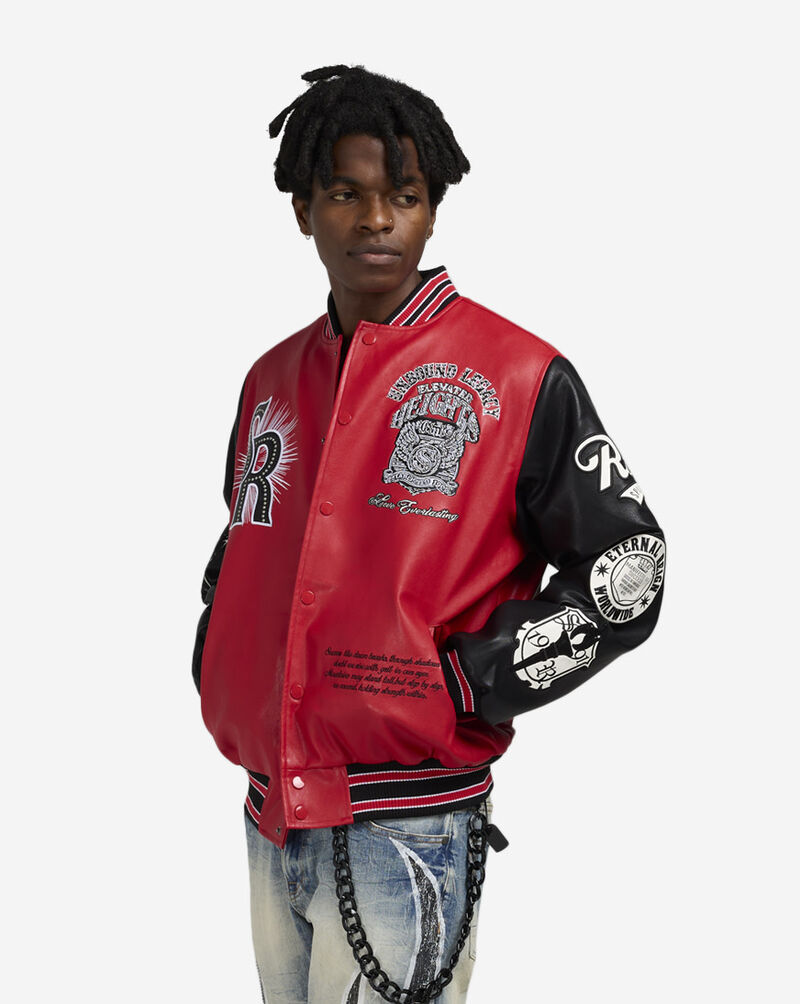 Smoke Rise Legacy PU Varsity Jacket OH25699SN-RED Red 1