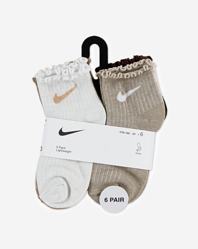Nike Little Kids' 6PK Ruffle Ankle Socks (5-7) GN1232-W6N Multi 3