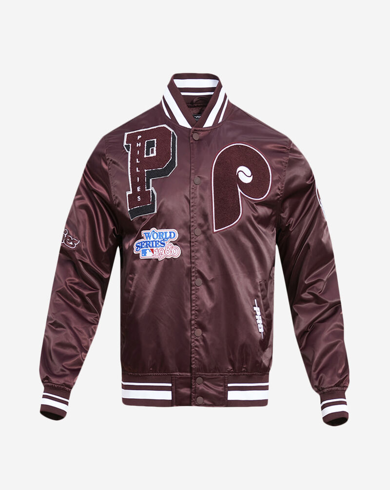 PRO STANDARD Philadelphia Phillies Retro Mash Up Rib Satin Jacket  LPH633425-WNE Red 1