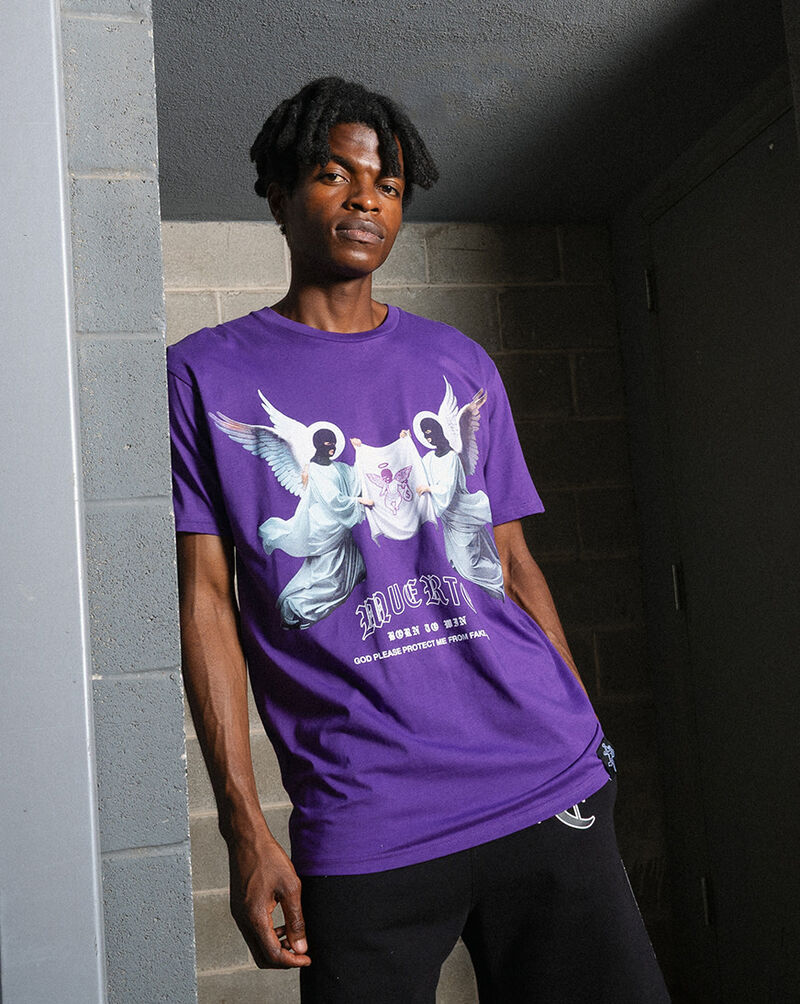 Hasta Muerte HM Angel Cloth Flag Tee HMANGLCLTH-PUR Purple 4