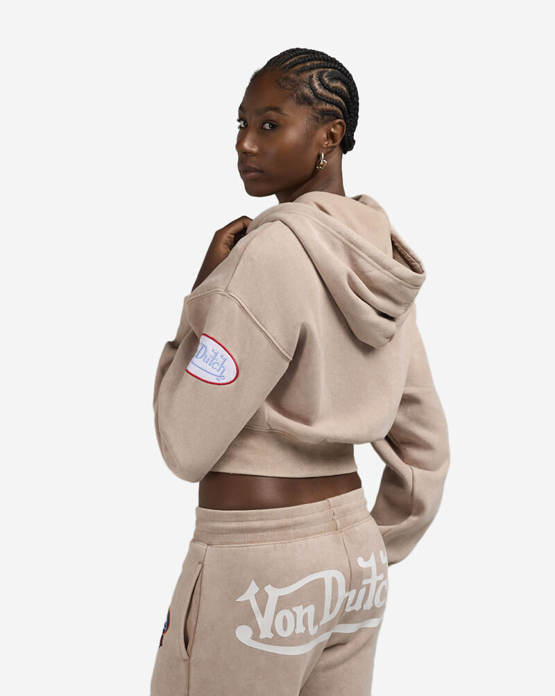 Von Dutch Sticker Mashup Full-Zip Hoodie  7VND2A5369 Beige 2