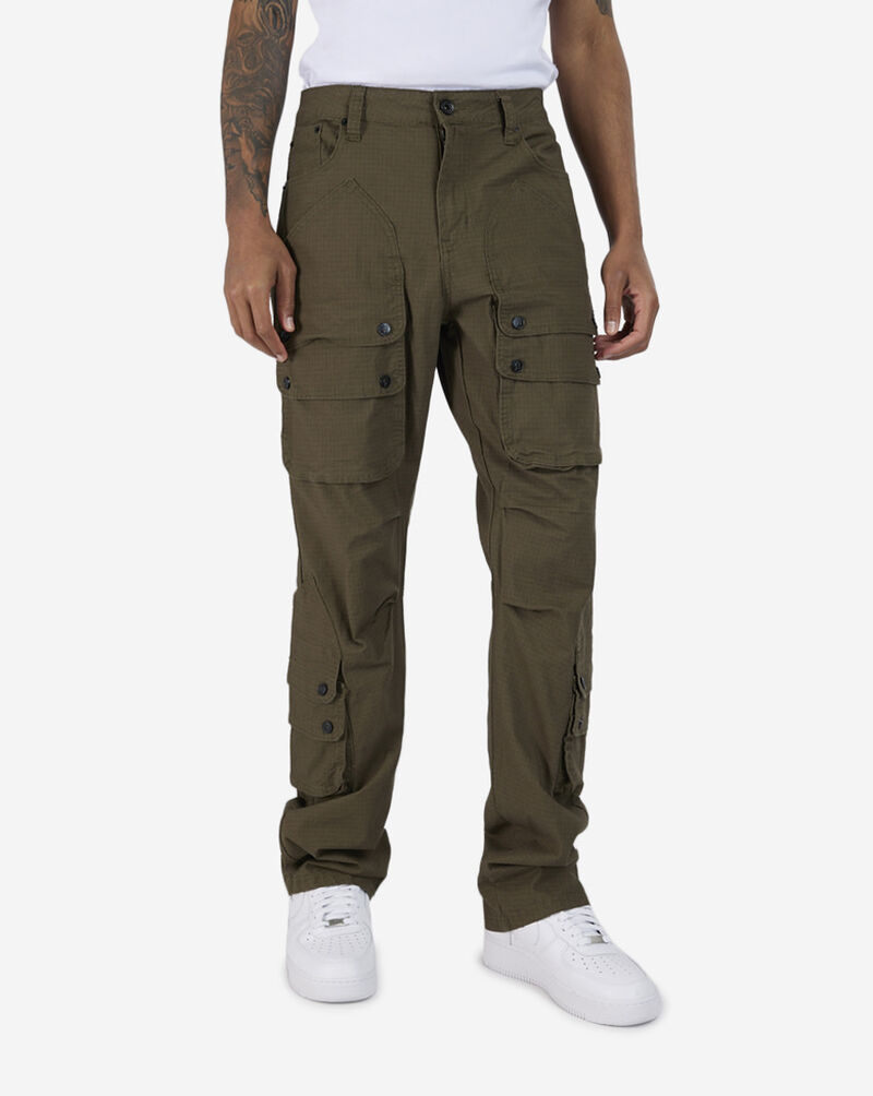 Decibel Semi-Stacked Ribstop Pants DECWB424-OLV Green 1
