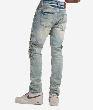 Studded Cross Denim Jean