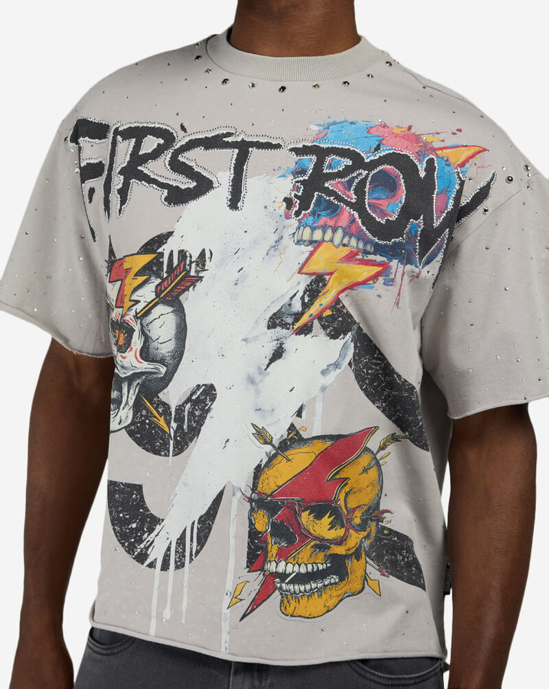 First Row Gothic Serpent Terry Crop Tee FRM2278S-ECR cream 3