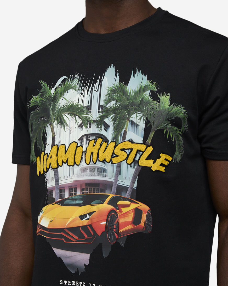 Shop STREETZ IS WATCHIN Miami Hustle Tee SIW9000-BLK black