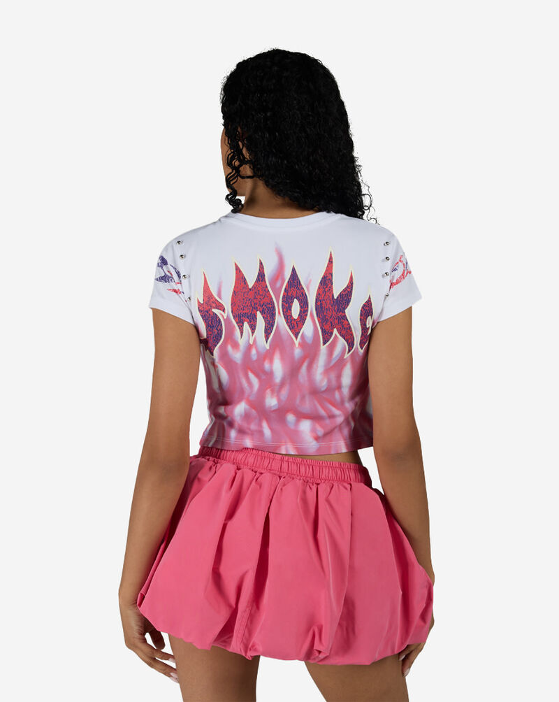 Smoke Rise Rib Knit Flame Rhinestone Tee RKT26S417SN-WHITE White 2